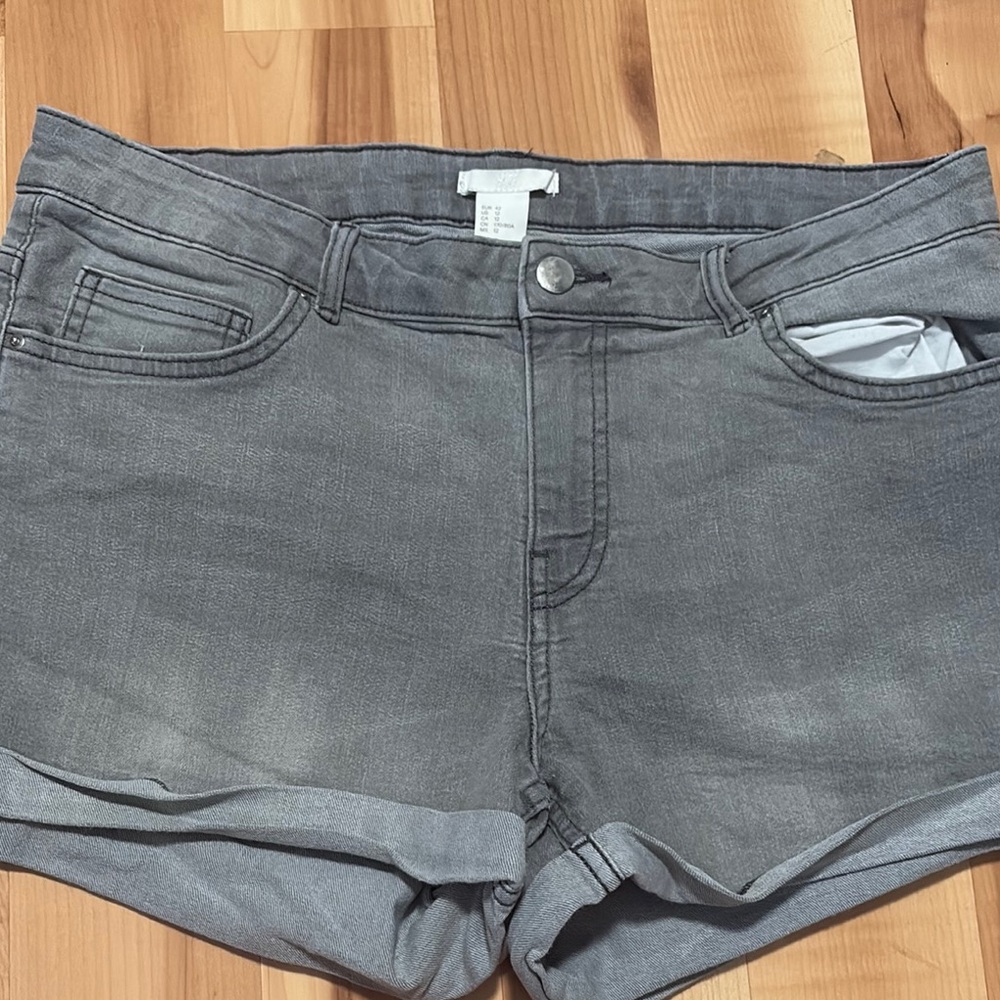 H&M Gray Jean Shorts with Rolled Cuffs